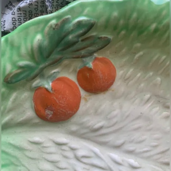 Green cabbageware leaf tomato decor 1930s Beswick Carlton England Serving bowl - Picture 11 of 16